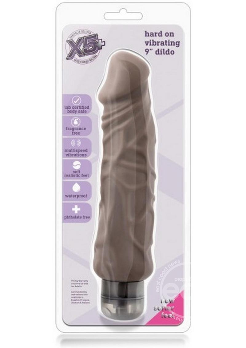 X5 Plus Hard On Vibrating Dildo 9in - Caramel