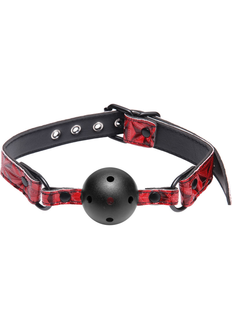 Master Series - Crimson Tied Gagged Breathable Ball Gag - Red & Black