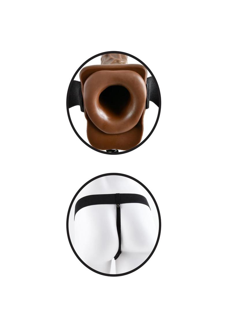 Fetish Fantasy Series Hollow Strap-On Dildo with Balls and Stretchy Harness 7in - Chocolate