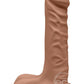 The D Super D Ultraskyn Dildo with Balls 8in - Caramel