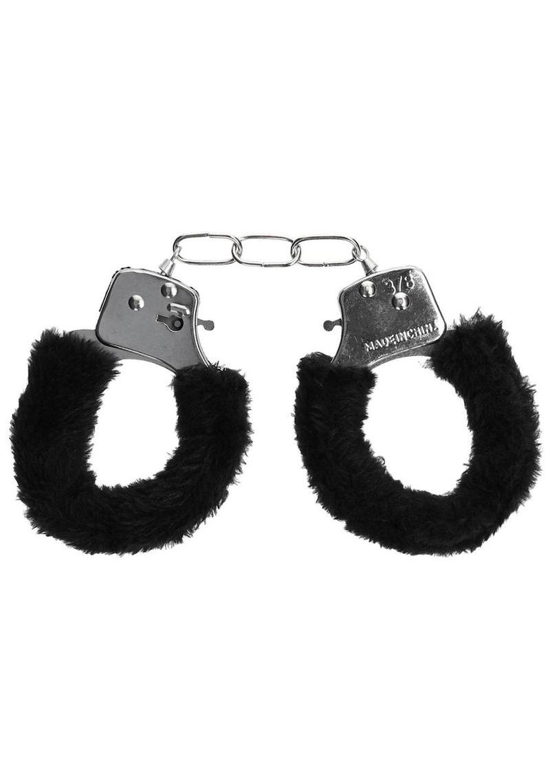 Ouch! Pleasure Furry Handcuffs - Black