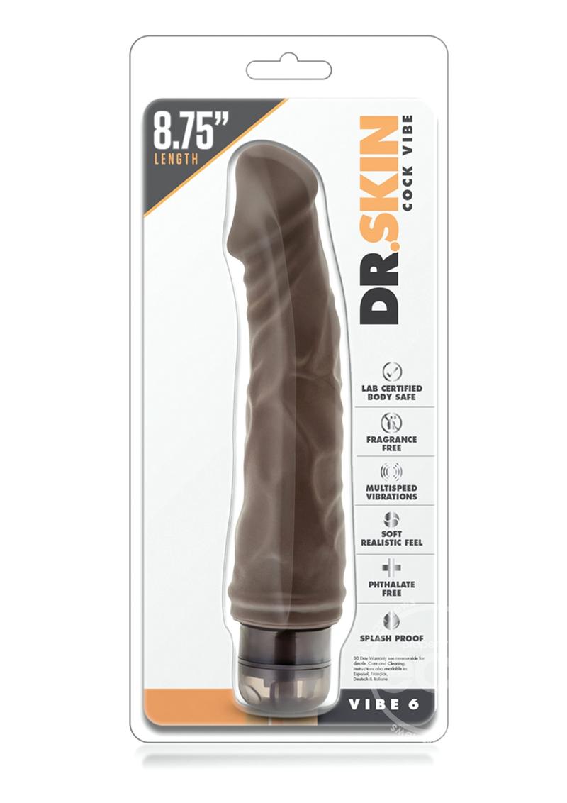 Dr. Skin Cock Vibe 6 Vibrating Dildo 8.75in - Chocolate