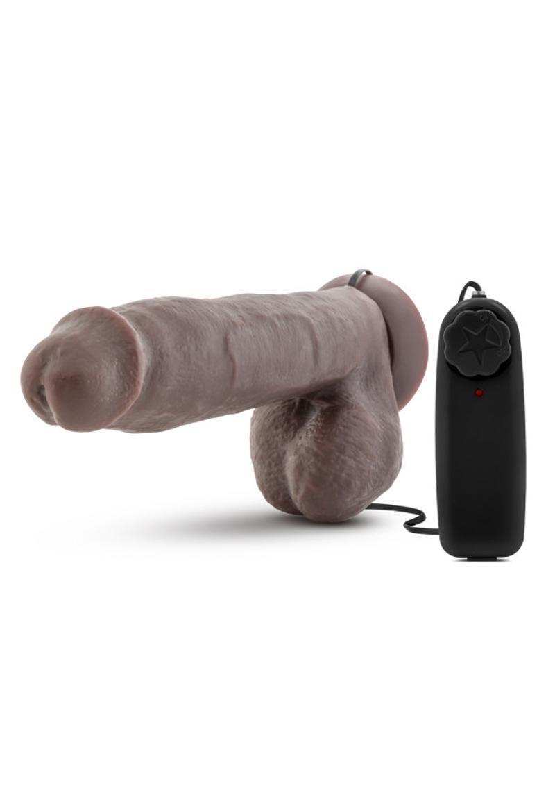 X5 Plus Vibrating Dildo with Remote Control 8in - Chocolate