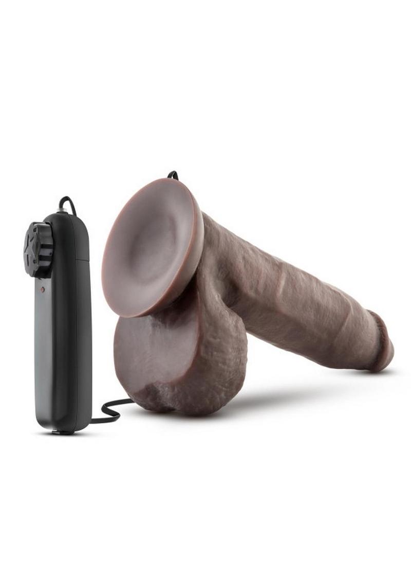 X5 Plus Vibrating Dildo with Remote Control 8in - Chocolate