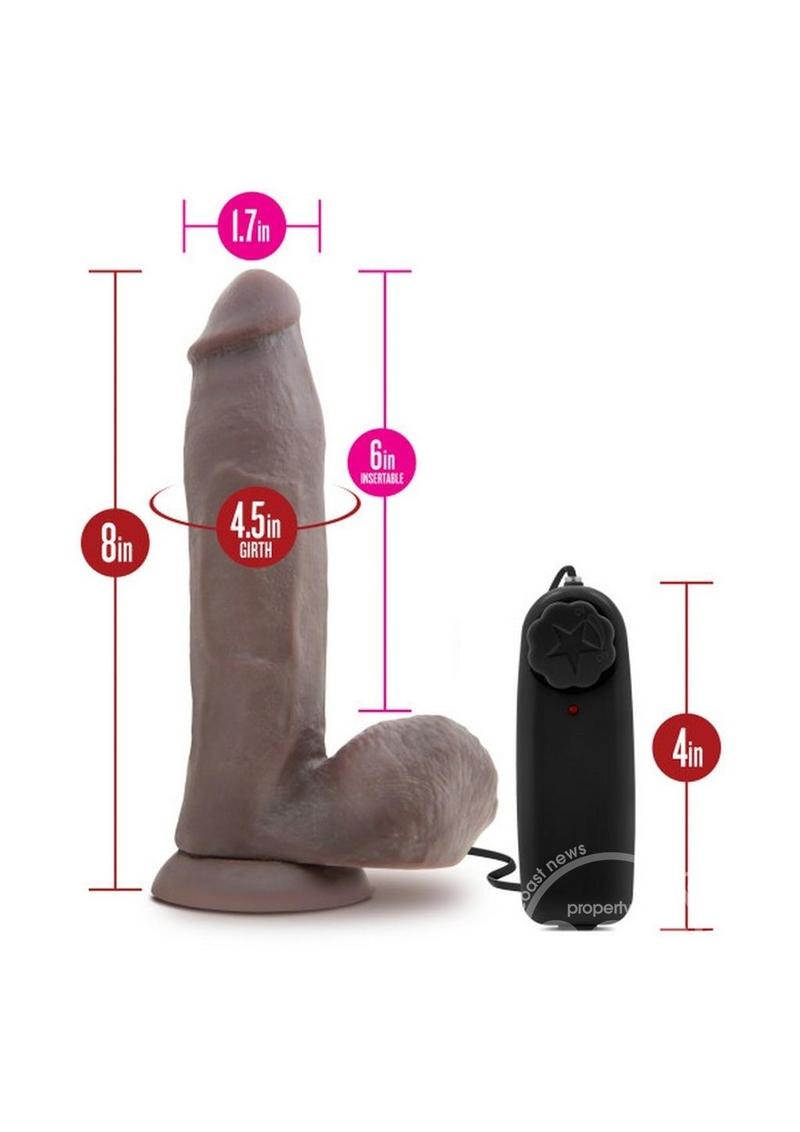 X5 Plus Vibrating Dildo with Remote Control 8in - Chocolate