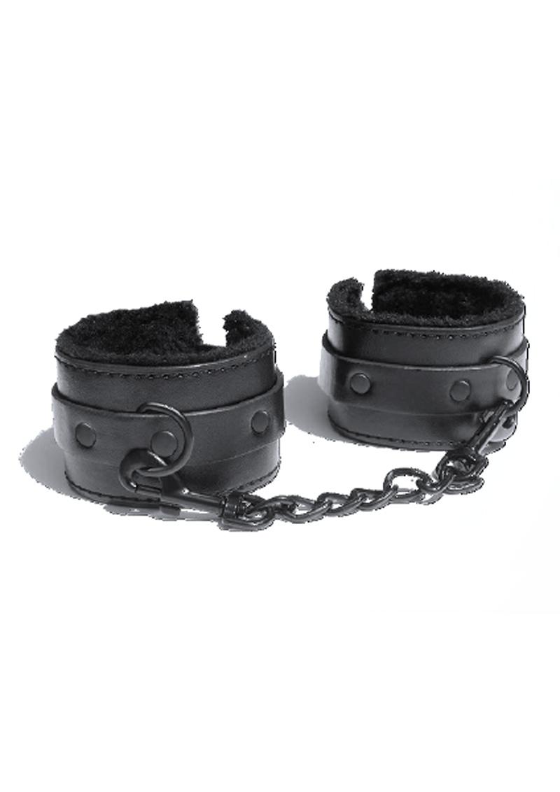 Sex & Mischief Shadow Fur Handcuffs - Black