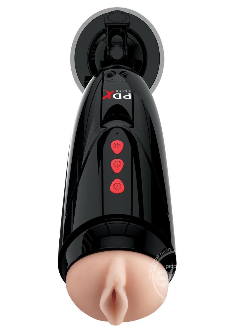 Pipedream Extreme Elite Rechargeable Dirty Talk Starter Masturbator - Pussy - Vanilla/Black