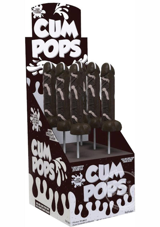 Cum Pops Pecker Shaped Cum Covered Lollipops Dark Chocolate 6 Each Per Counter Display