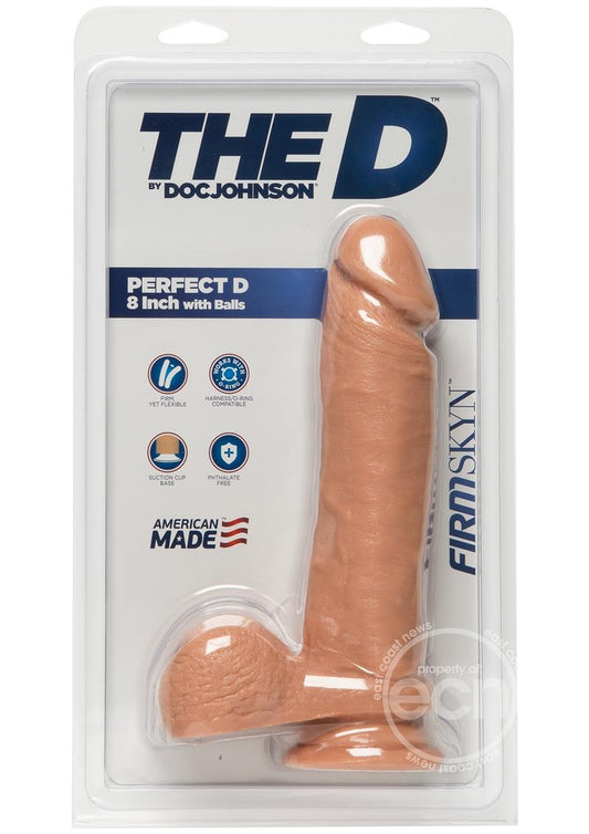 The D Perfect D Firmskyn Dildo with Balls 8in - Vanilla