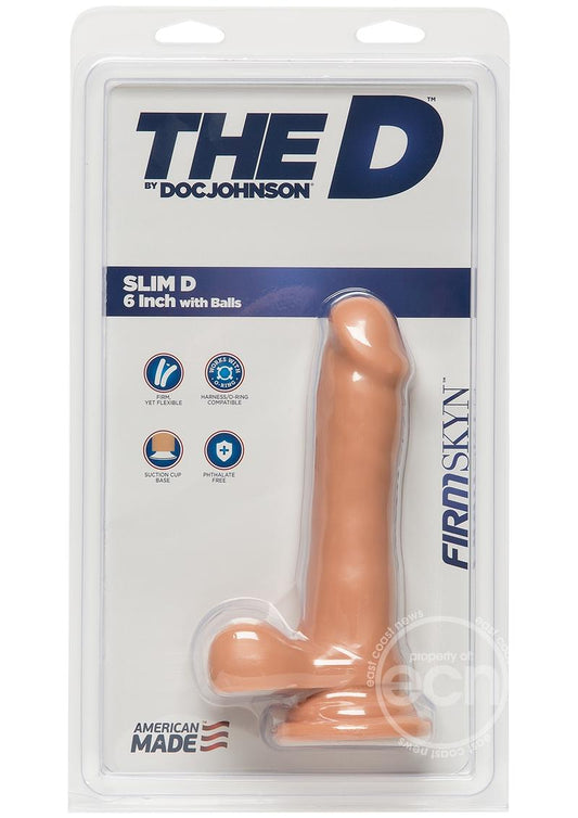 The D Slim D Firmskyn Dildo with Balls 6in - Vanilla