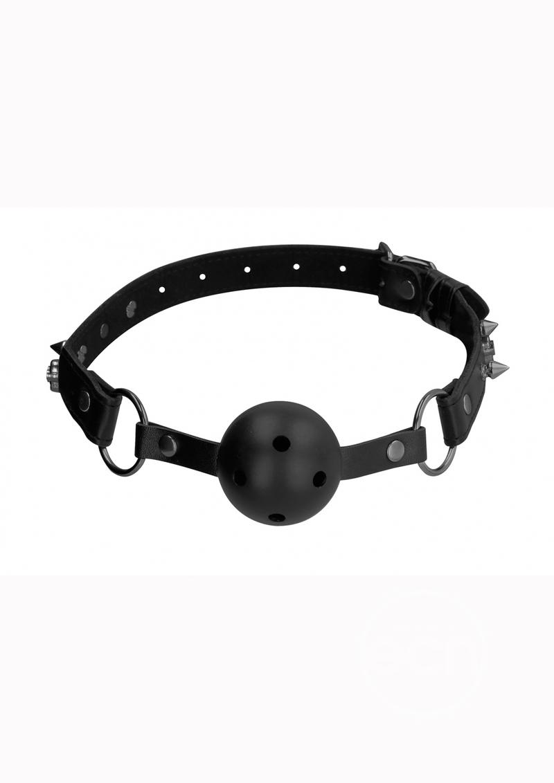 Ouch! Skulls & Bones Breathable Ball Gag Leather - Black