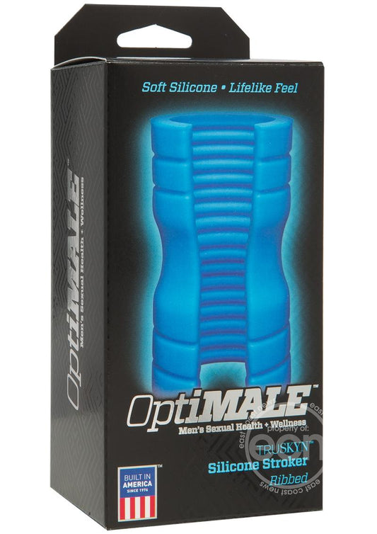 OptiMALE Ribbed Truskyn Silicone Masturbator - Blue