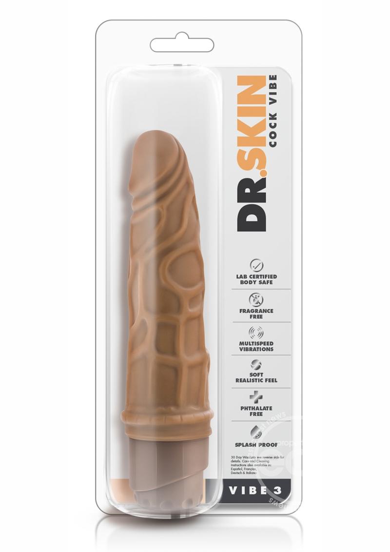 Dr. Skin Cock Vibe 3 Vibrating Dildo 7.25in - Caramel