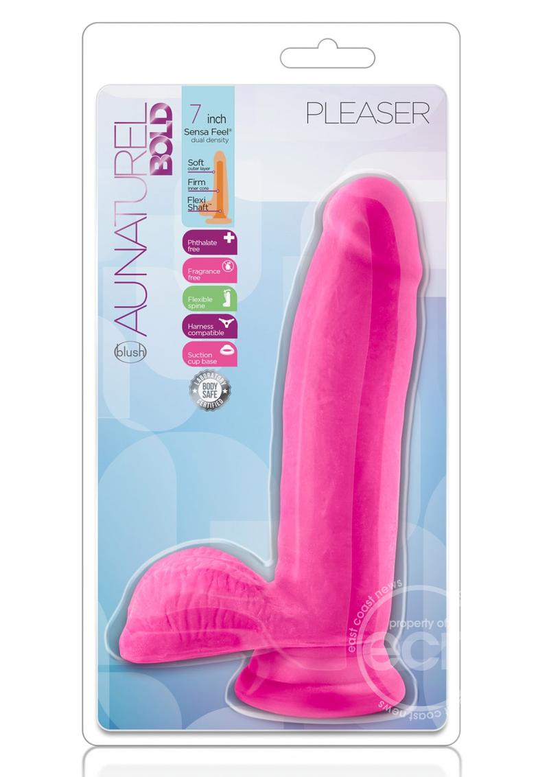 Au Naturel Bold Pleaser Dildo with Suction Cup 7in - Pink