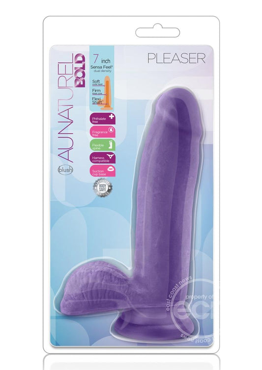 Au Naturel Bold Pleaser Dildo with Suction Cup 7in - Purple