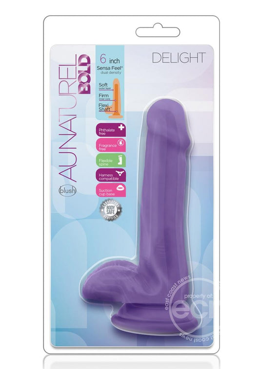 Au Naturel Bold Delight Dildo with Suction Cup 6in - Purple