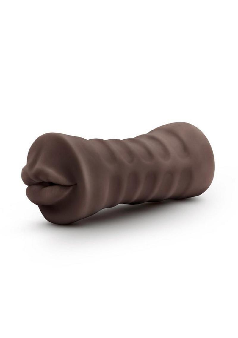 Hot Chocolate Heather Vibrating Masturbator with Bullet - Mouth - Chocolate