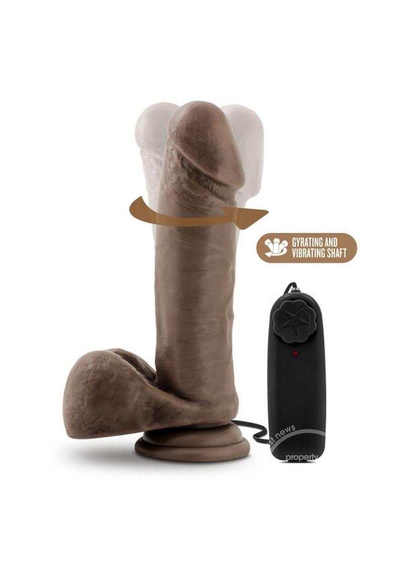 X5 Plus Gyrating Vibrating Dildo with Remote Control 8in - Chocolate