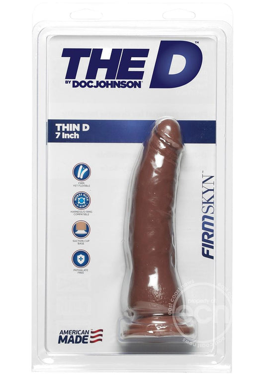 The D Thin D Firmskyn Dildo 7in - Caramel