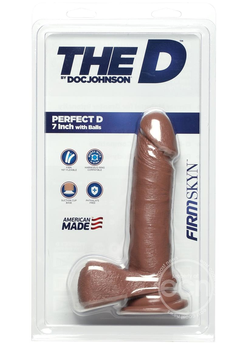 The D Perfect D Firmskyn Dildo with Balls 7in - Caramel