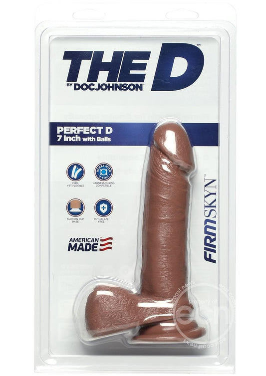 The D Perfect D Firmskyn Dildo with Balls 7in - Caramel