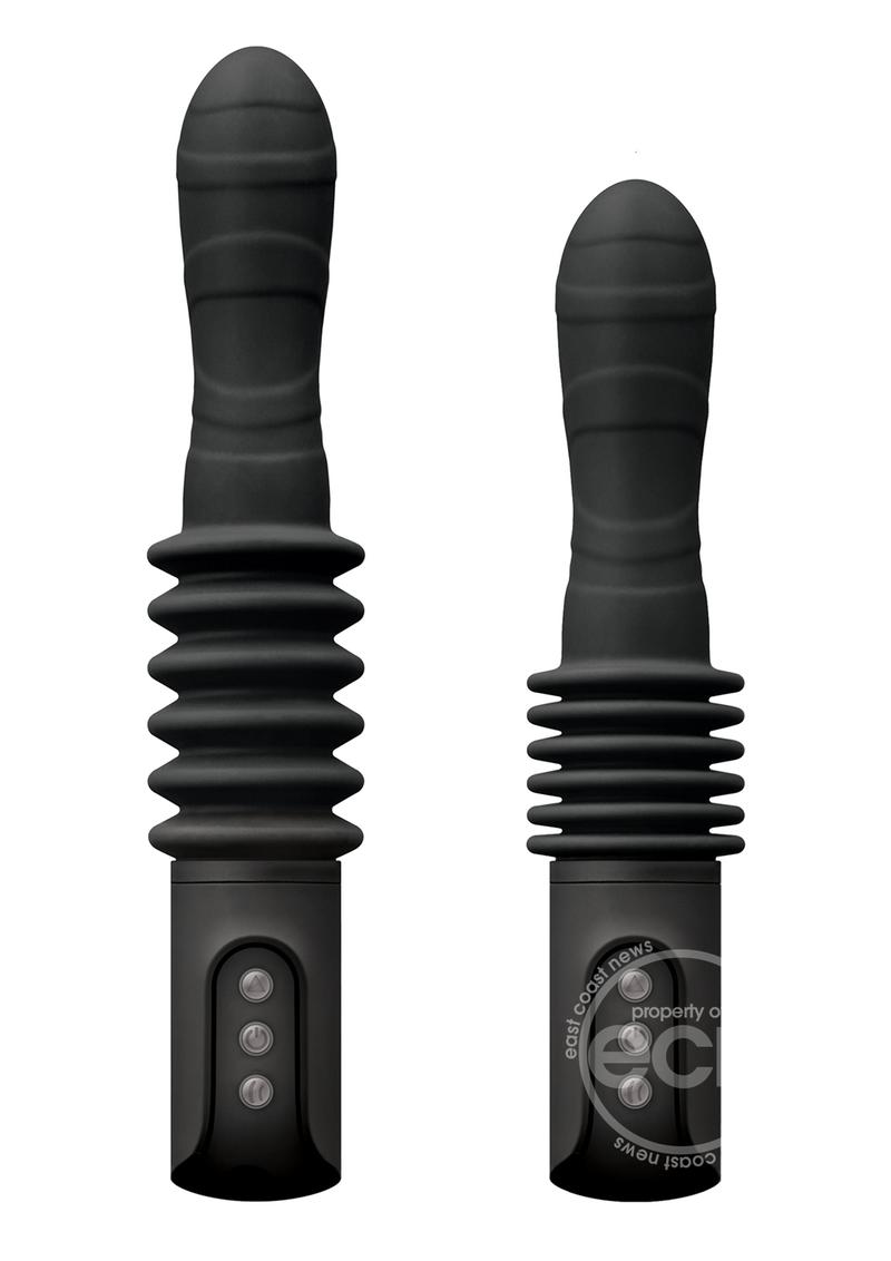 Renegade Rechargeable Deep Stroker Silicone Thrusting Vibrating Wand Massager - Black