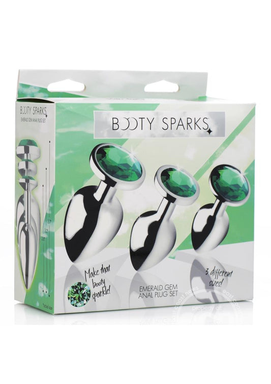 Booty Sparks Emerald Gem Anal Plug Set - Green