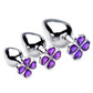 Booty Sparks Violet Flower Gem Anal Plug Set - Silver