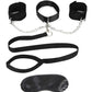 Lux Fetish Collar, Cuffs & Leash Set with Removable Cuffs & Leash - Black