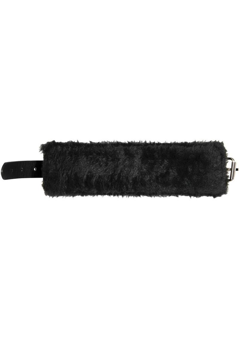 Adam & Eve Adam & Eve's Hog Tie Adjustable Vegan Leather Faux Fur Cuffs - Black