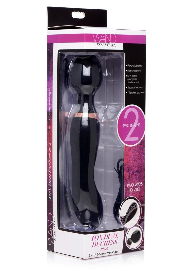 Wand Essentials Double Silicone Vibrating Wand Massager - Black