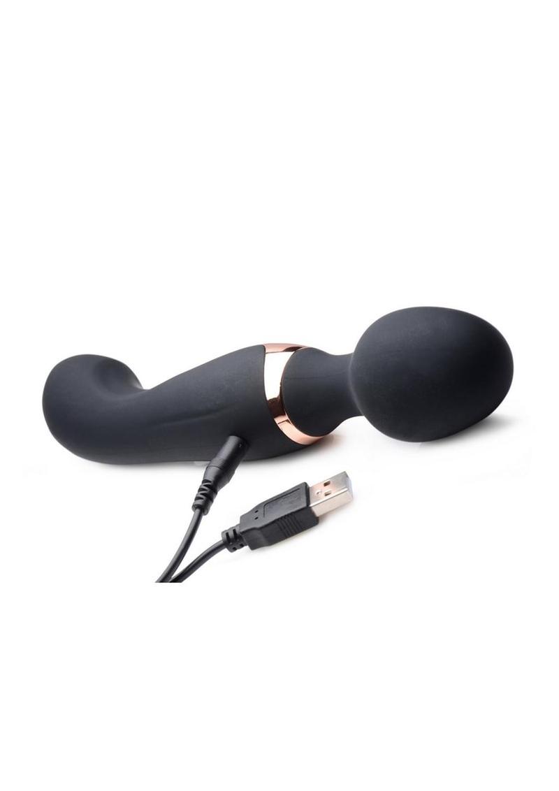 Wand Essentials Double Silicone Vibrating Wand Massager - Black