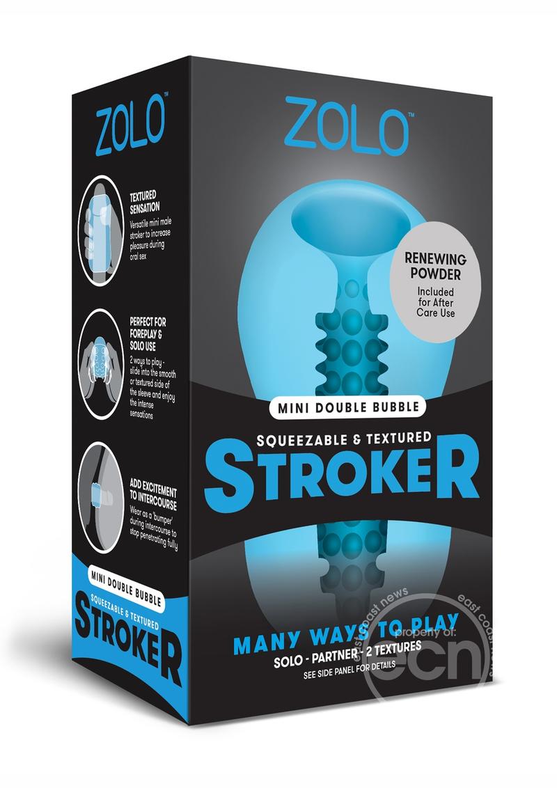 ZOLO Squeezable Mini Double Bubble Masturbator - Blue