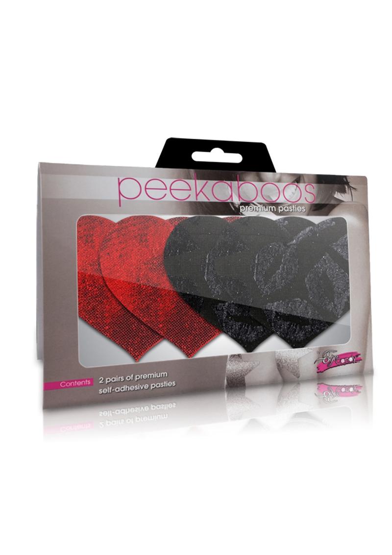 Stolen Kisses Hearts Pasties - Red/Black