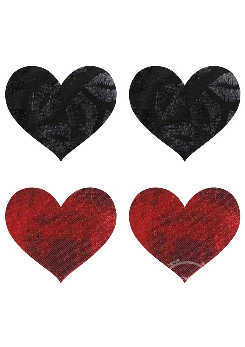 Stolen Kisses Hearts Pasties - Red/Black