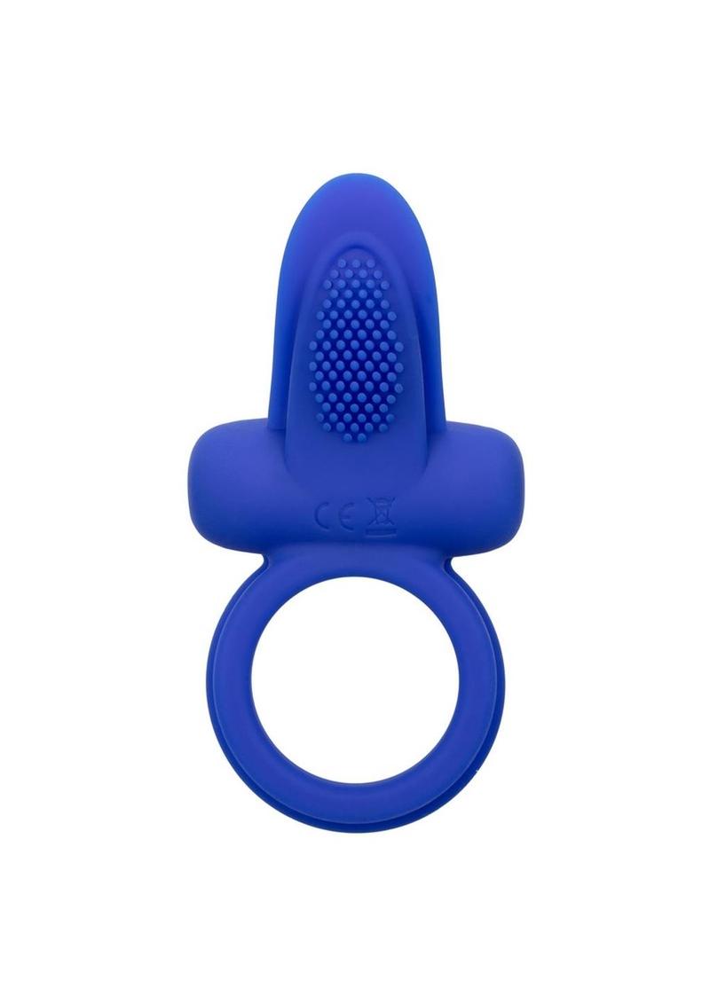 CalExotics Silicone Rechargeable Dual Pleasure Enhancer Cock Ring - Blue