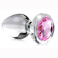 Booty Sparks Pink Gem Glass Anal Plug - Small - Pink