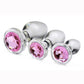 Booty Sparks Pink Gem Glass Anal Plug Set (3 pieces) - Pink