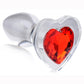 Booty Sparks Red Heart Glass Anal Plug - Small - Red/Clear