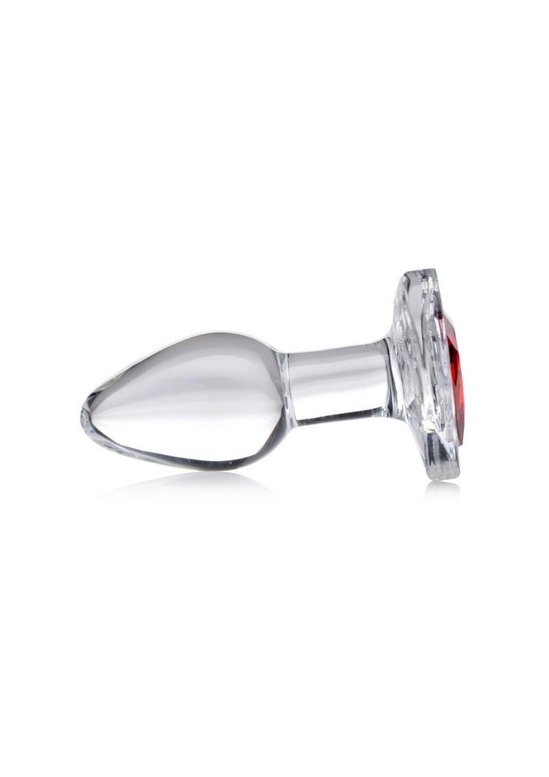 Booty Sparks Red Heart Glass Anal Plug - Small - Red/Clear