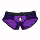 Strap U Lace Envy Lace Crotchless Panty Harness - Large/XLarge - Purple/Black