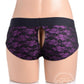 Strap U Lace Envy Lace Crotchless Panty Harness - Large/XLarge - Purple/Black