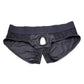 Strap U Lace Envy Black Crotchless Panty Harness - S/M - Black