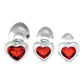 Booty Sparks Red Heart Gem Glass Plug Set 3pc - S/M/L - Red/Clear