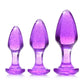 Booty Sparks Glitter Gem Anal Plug Set 3pc - S/M/L - Purple