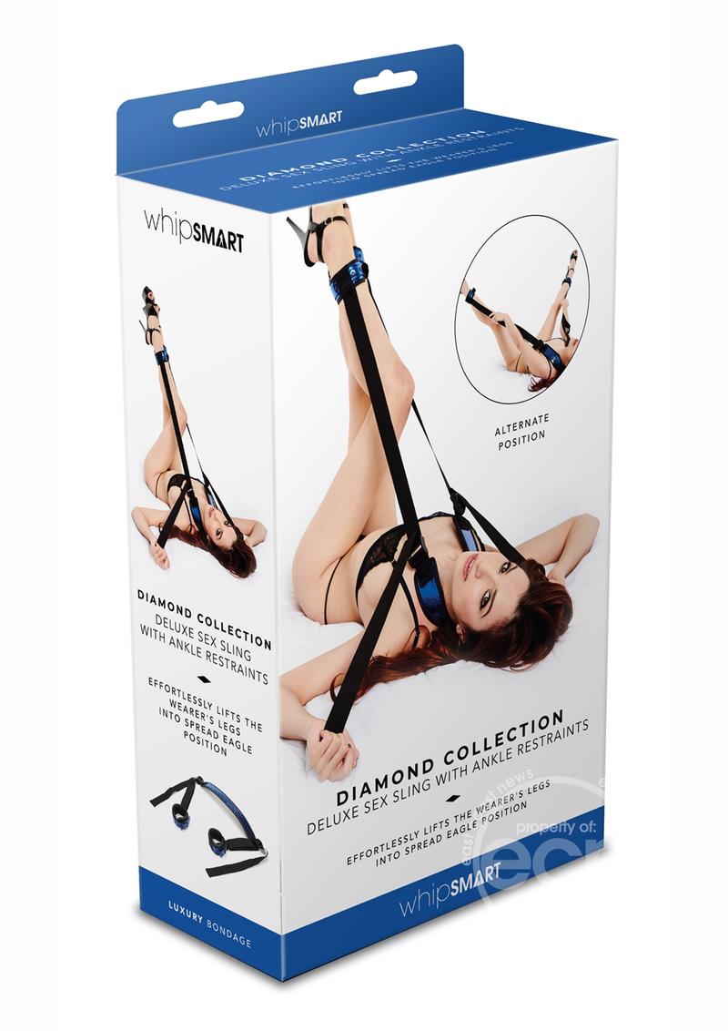 WhipSmart Deluxe Sex Sling with Ankle Restraints - Blue/Black