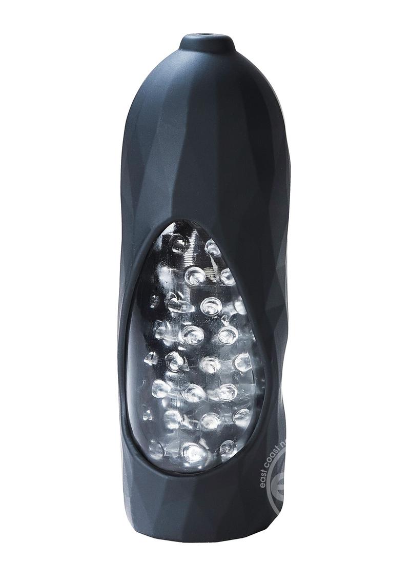 Hummer 2.0 Silicone Rechargeable Vibrating Stroker - Crystal Clear/Black Pearl