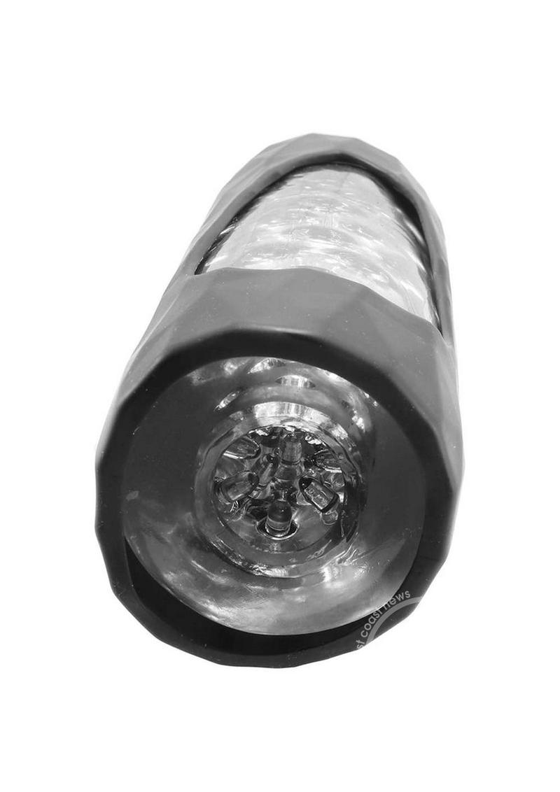 Hummer 2.0 Silicone Rechargeable Vibrating Stroker - Crystal Clear/Black Pearl