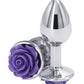 Rear Assets Rose Aluminum Anal Plug - Small - Purple/Silver