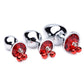 Booty Sparks Gemstones Red Jasper with Bells Anal Plug Set (3 pieces) - Red